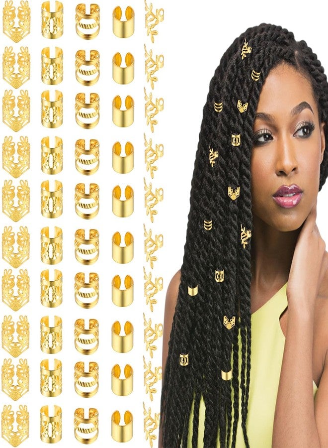 RUSTAMM 50 pcs Gold Hair Clip Jewelry Charms Braids Hair Accessories Dreadlock Adjustable Clip Beard Beads Cuffs Clip Decorations for Men Women Styling Tools - Image 1